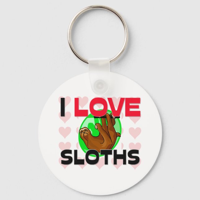 I Love Sloths Keychain (Front)