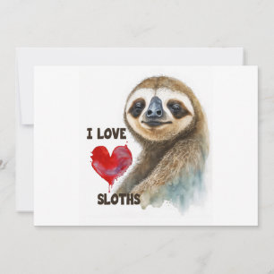 I love sloths, sloth greeting card, sloth holiday card