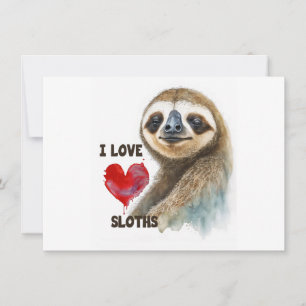 I love sloths, sloth greeting card, sloth holiday card