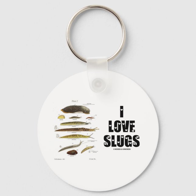 I Love Slugs (Naturalist / Nature) Keychain (Front)