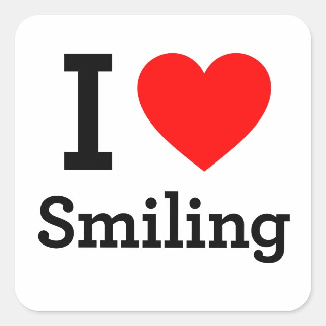 I Love Smiling Square Sticker (Front)