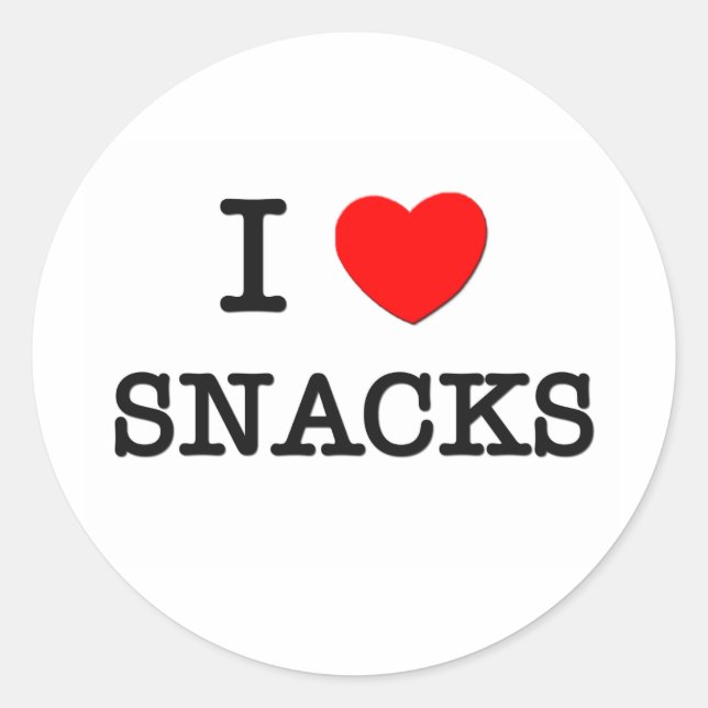 I Love SNACKS ( food ) Classic Round Sticker (Front)