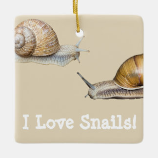 I Love Snails Snail Design Ceramic Ornament