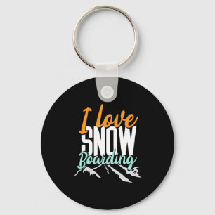 I Love Snow Boarding Keychain