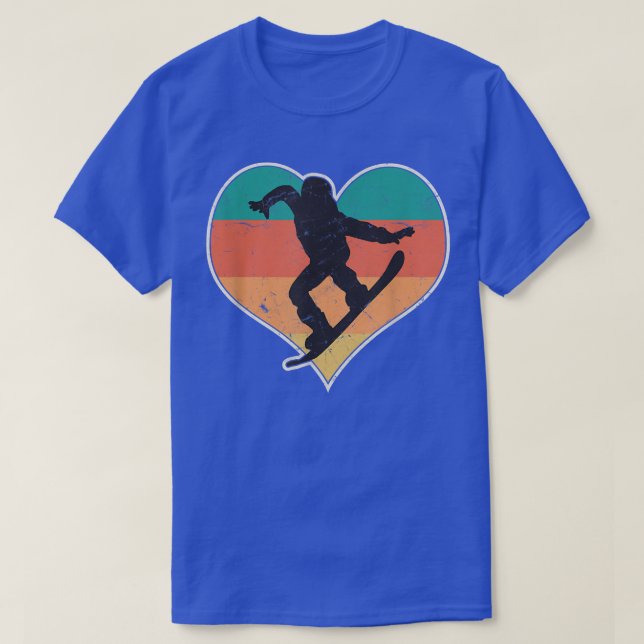 I Love Snow Boarding, Retro Distressed Snow Boarde T-Shirt (Design Front)