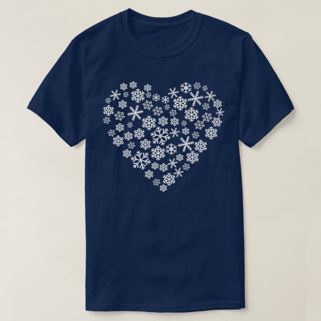 I love Snow  Snowflake Heart  T-Shirt (Design Front)