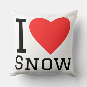 I love snow square sticker throw pillow