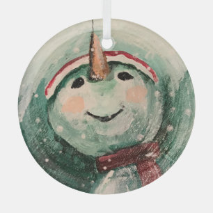 I Love Snow Too! Glass Ornament