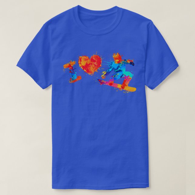 I Love Snowboard Splash Paint Watercolor  T-Shirt (Design Front)