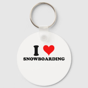 I Love Snowboarding Keychain