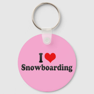I Love Snowboarding Keychain