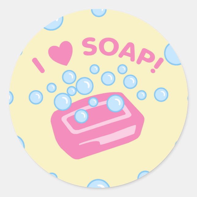 I Love Soap Classic Round Sticker (Front)