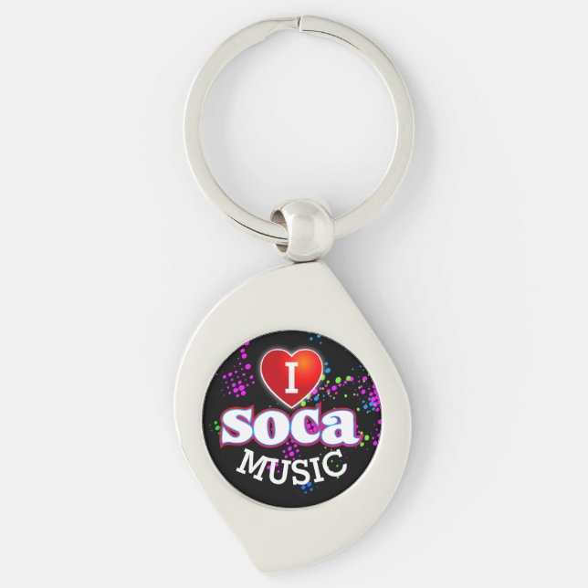 I Love SOCA Music Keychain (Front)