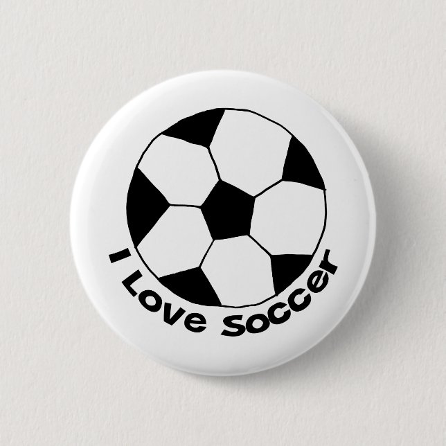 I Love Soccer 2 Inch Round Button (Front)
