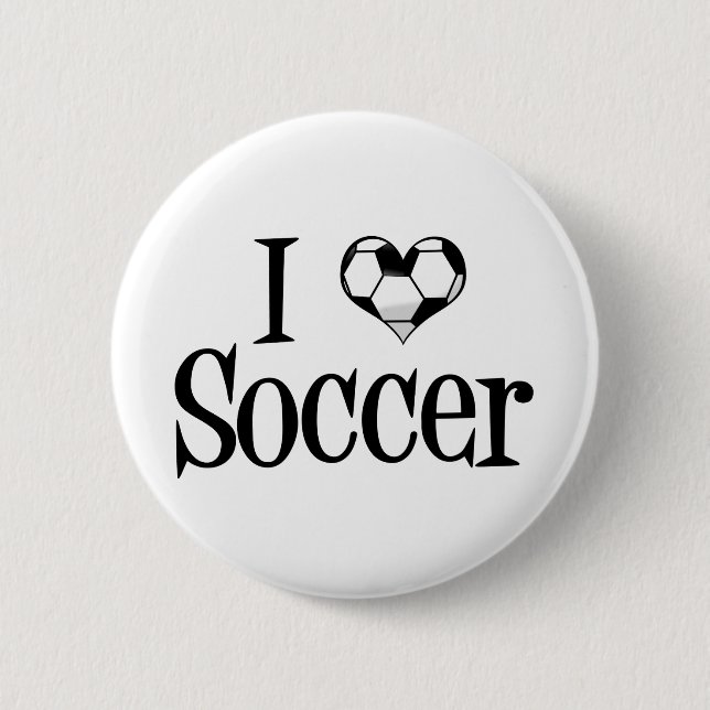 I Love Soccer 2 Inch Round Button (Front)