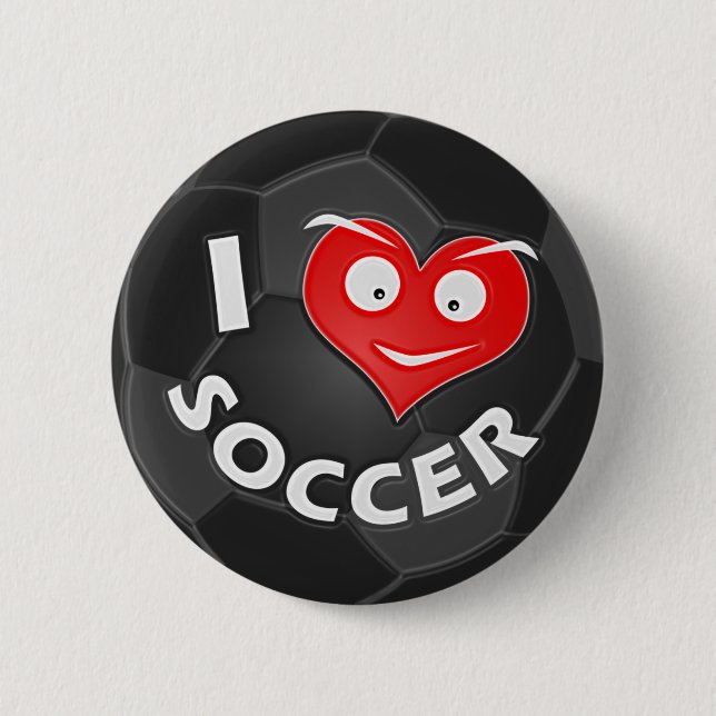 I Love Soccer 2 Inch Round Button (Front)