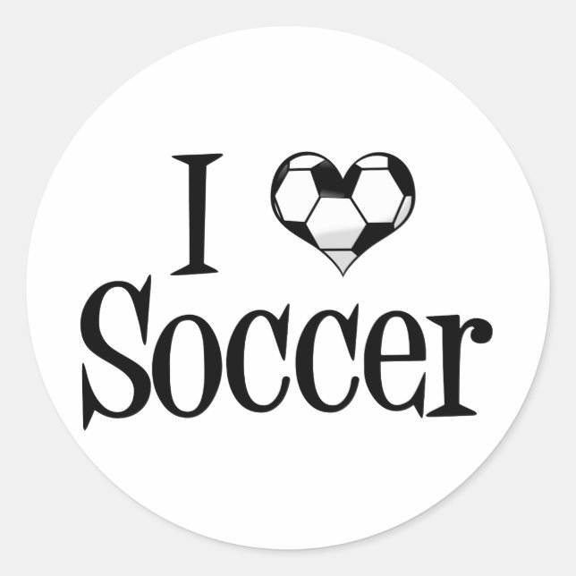 I Love Soccer Classic Round Sticker (Front)