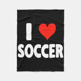 I Love Soccer Heart Soccer Futbol Field Pitch Goal Fleece Blanket
