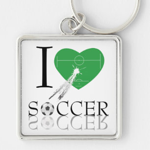 I Love Soccer Key Chain