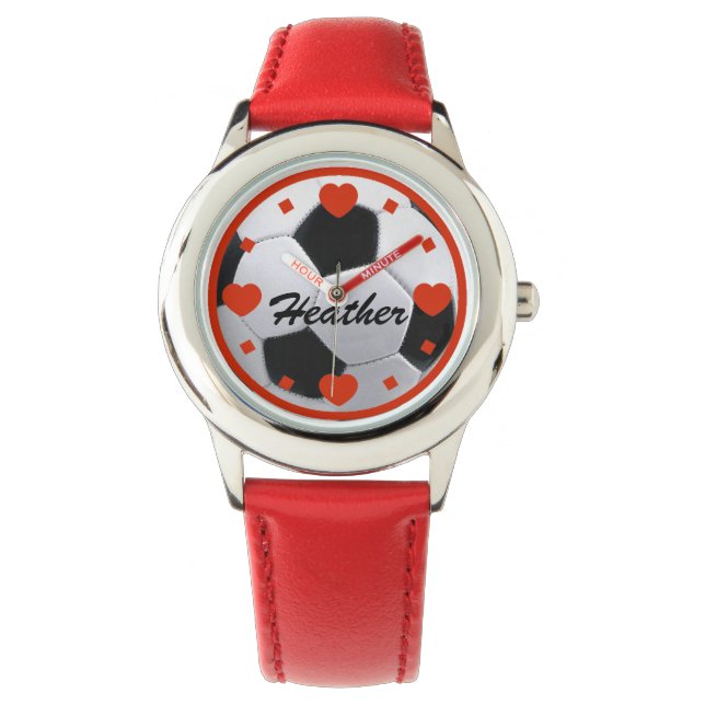 I Love Soccer Personalized Watch (Front)