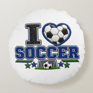 I Love Soccer Round Pillow Soccer Lover Sports R