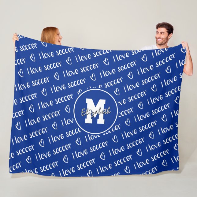 I love soccer typography pattern ANY colour Fleece Blanket (In Situ)