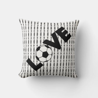 I love Soccer with Black Text  Throw Pillow