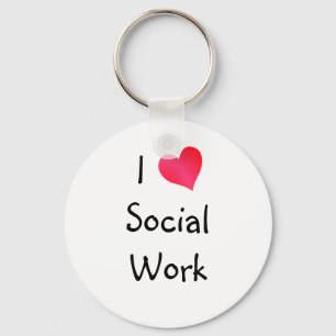 I Love Social Work Keychain