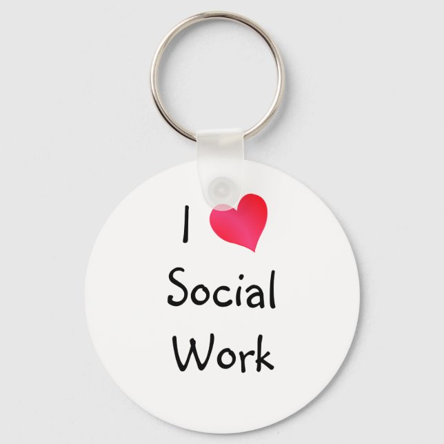 I Love Social Work Keychain (Front)