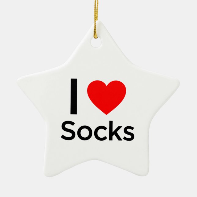 I Love Socks Ceramic Ornament (Front)