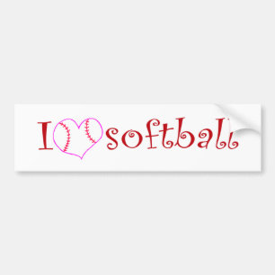 I love softball bumper sticker