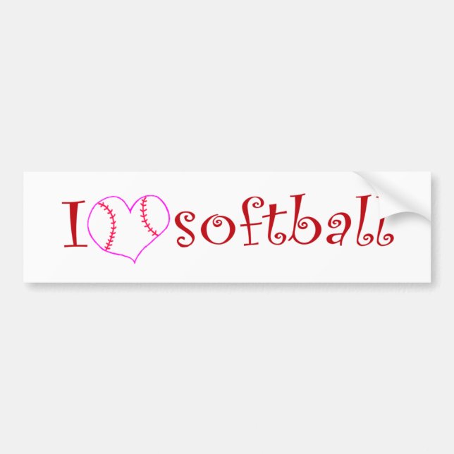 I love softball bumper sticker (Front)