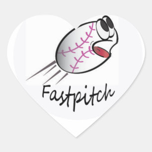I Love Softball Heart Sticker