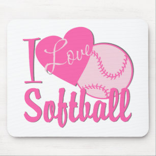 I Love Softball Pink Mouse Pad