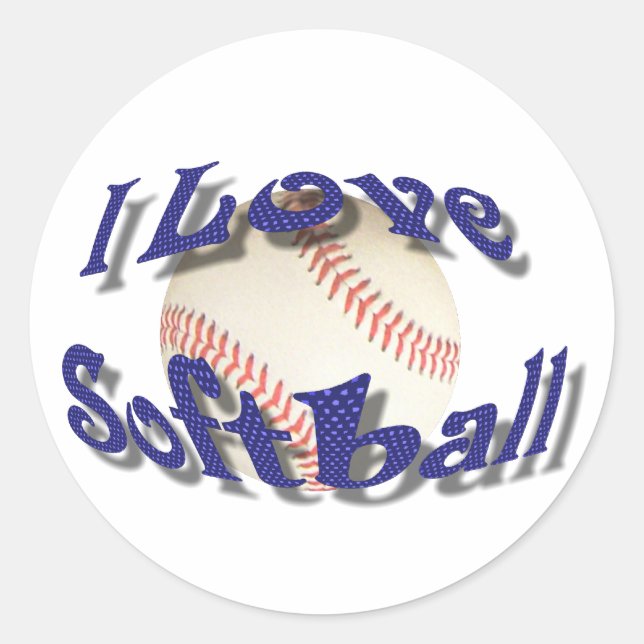 I LOVE SOFTBALL-STICKER CLASSIC ROUND STICKER (Front)