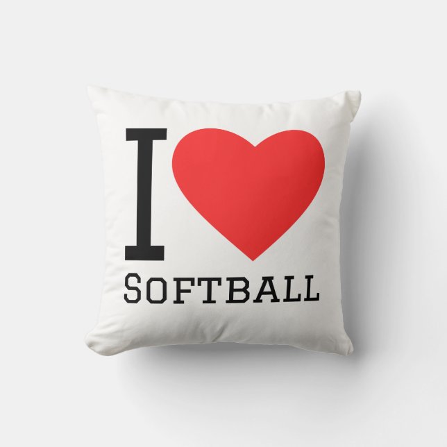 I love softball throw pillow (Front)