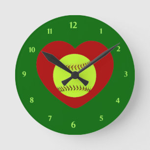 I Love Softball Wall Clock