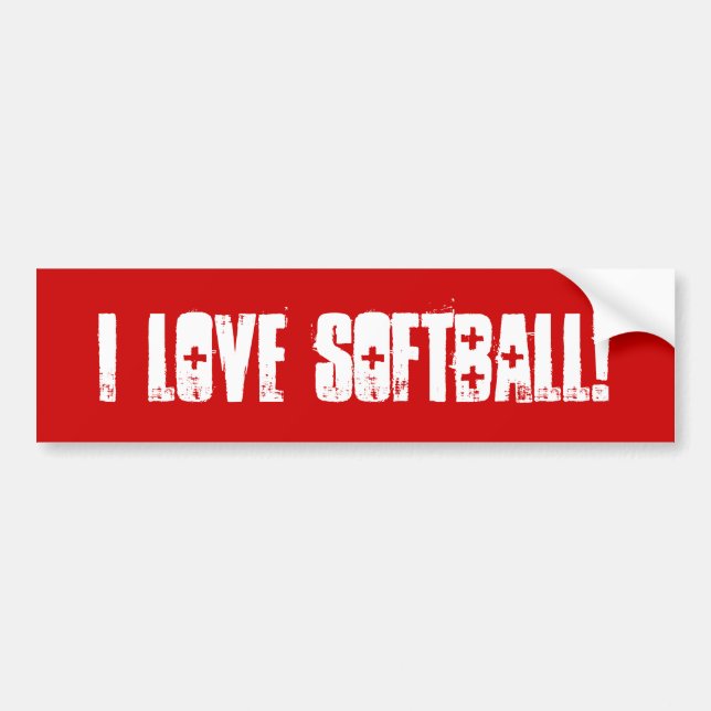 I Love Softball Wall / Laptop / Car Bumper Sticker (Front)