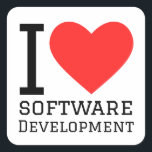 I love software development square sticker<br><div class="desc">I love software development,  for tech lovers</div>