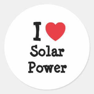 I love Solar Power heart custom personalized Classic Round Sticker