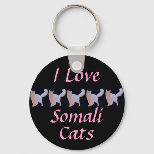 I Love Somali Cats Keychain