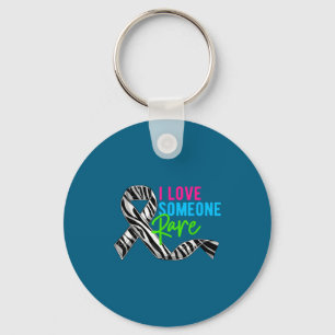 I Love Someone Rare Zebra Ribbon - Rare Disease Aw Keychain