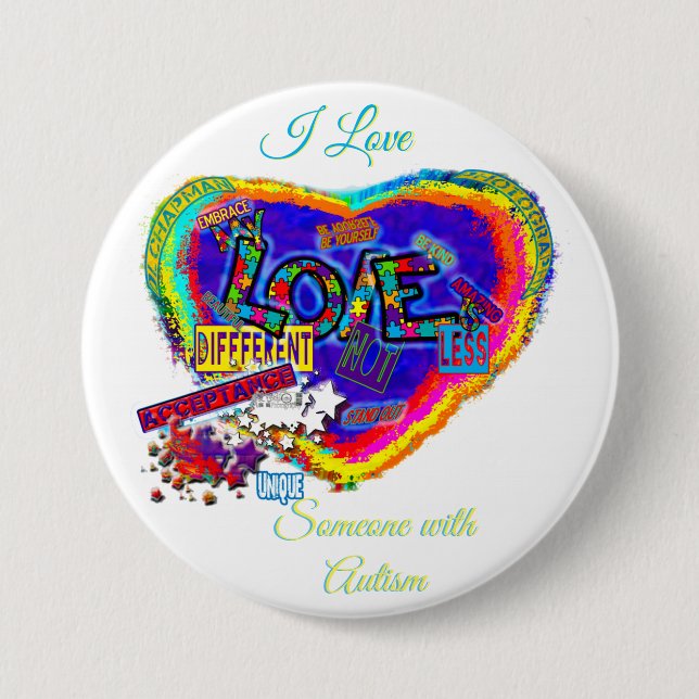 I Love Someone with Autism 2(me) Button (Front)