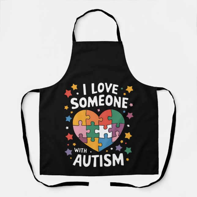 I Love Someone With Autism Autistic Awareness Apron (Front)
