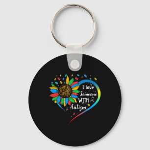I Love Someone With Autism Autistic Awareness Sunf Keychain