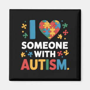 I Love Someone With Autism Awareness Heart Men Wom Magnet