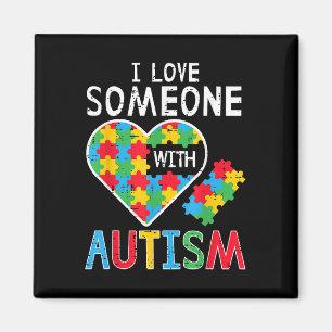 I Love Someone With Autism Awareness Heart Men Wom Magnet