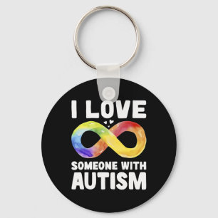 I Love Someone With Autism Awareness Rainbow Infin Keychain