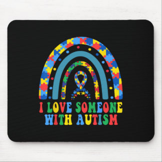 I Love Someone With Autism Awareness Tee With Cute Mouse Pad