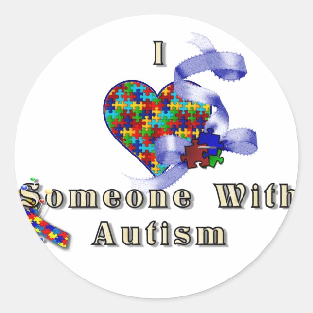 I love someone with autism classic round sticker (Front)